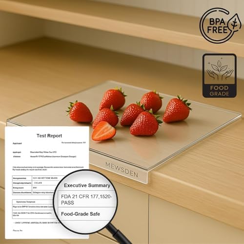 Acrylic Cutting Board with Juice Groove, Clear Cutting Board with Counter Lip, Cutting Boards for Countertop Protector, Non-Slip Dough Mat, Kitchen Decor Gadgets House Warming Gifts(20"x16")