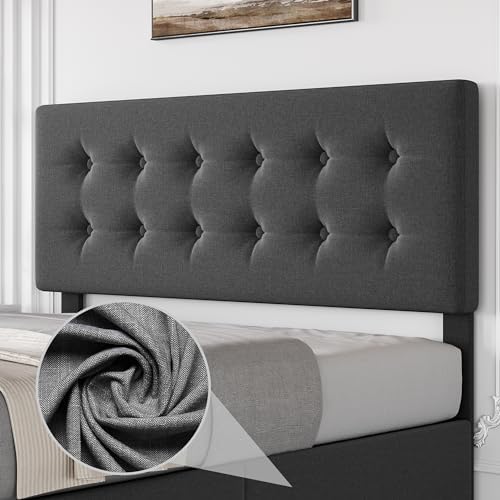 IDEALHOUSE Full Bed Frame with 4 Storage Drawers and Headboard, Dark Grey