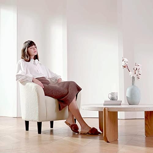 Yaheetech Small 25.5in Wide Sherpa Barrel Accent Chair for Bedroom, Ivory