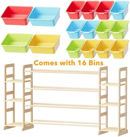 SpaceAid Toy Storage Organizer with 6 Shelves and 16 Bins, Toy Organizers Storage Bookshelf, Kids Bin Shelf Toys Box Bookcase for Bedroom Playroom Organization Room Decor, Multi-Colored