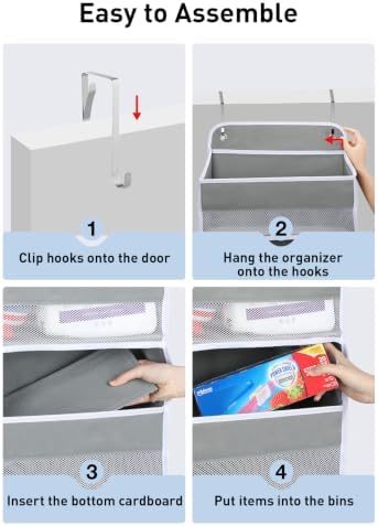 Yecaye Over the Door Organizer, Stuffed Animal Storage, Bathroom Organizers and Storage for Nursery Newborn Baby Essentials Stuff Dorm Room, Widen by 7cm, Deepen by 3cm, Grey 4 Tier Extra-Large