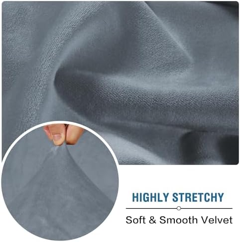 H.VERSAILTEX Velvet Stretch Individual Couch Cushion Cover Plush Cushion Slipcover for Loveseat Sofa Cushion Furniture Protector Seat Cushion Sofa Cover (1 Piece Sofa Cushion Cover, Stormy Blue)