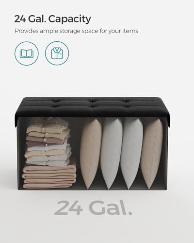 SONGMICS 30 Inches Folding Storage Ottoman Bench, Load 660 lb