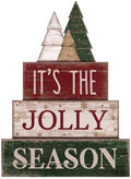 Moucuny 4 Pcs Christmas Table Decoration, Christmas Tree Wooden Block Signs