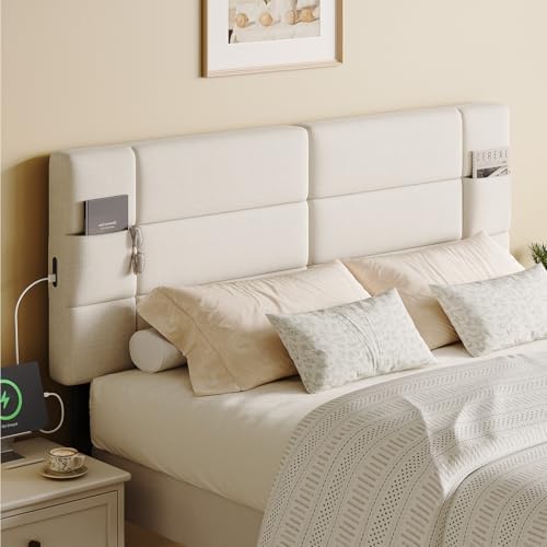 ONBRILL Headboard Full/Queen Size, Adjustable Height 42-48 in, Off White