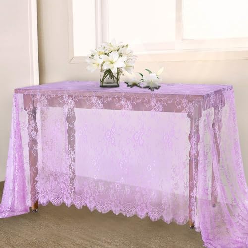 Lace Tablecloth Chic Table Fabric 60x120 Inch for Farmhouse Rustic Wedding