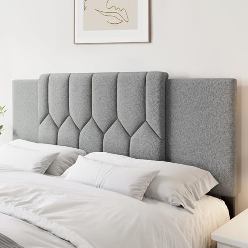 Upholstered Headboard Full/Queen/King Size，Adjustable Height & Width, Grey