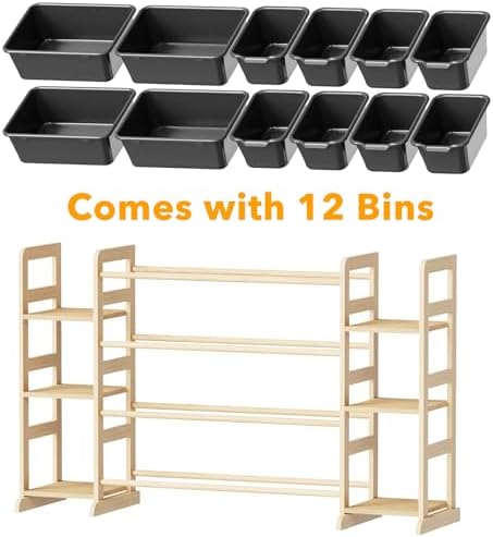 SpaceAid Toy Storage Organizer with 6 Shelves and 12 Bins, Toy Organizers Storage Bookshelf, Kids Bin Shelf Toys Box Bookcase for Bedroom Playroom Organization Room Decor, True Black