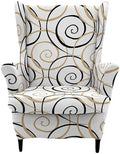 HAOYONG 2 Piece Wingback Chair Covers Stretch Wing Chair Slipcover Printed Wing Back Chair Covers with Arms Washable Spandex Fabric Armchair Cover Protection Furniture for Living Room and Bedroom