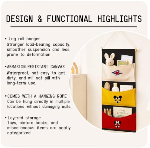 3-Pocket Hanging Wall Organizer, Nautical Lifebuoy Design for Boys' Bedroom