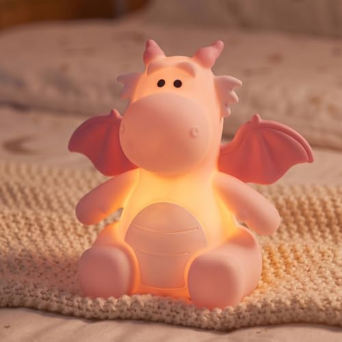 AVEKI Dragon Night Light, Silicone Touch Bedside Lamp (Dragon-Pink)