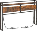 HOOBRO Headboard Queen Size, Headboard with 2 Outlets and 4 USB Ports, Adjustable Height, Storage Rack, Sturdy and Stable, Easy Assembly, Rustic Brown and Black