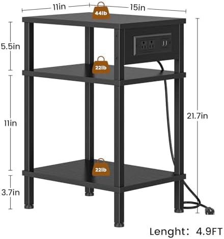 Creso hom Side Table with Charging Station, End Tables Living Room
