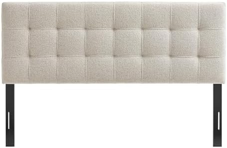 Modway Lily King Size Headboard with Biscuit Tufting in Dove Gray - Fabric Upholstery with Padded Design and 5 Height-Adjustable Mounts