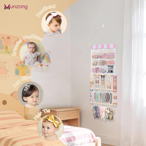 Munzong Headband Holder, Hair Accessories Organizer Pinkish White 15x33Inch