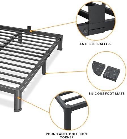 10 Inch Twin Size Metal Platform Bed Frame with Round Corners Leg