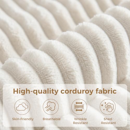2 Pack 18"x18" Corduroy Decorative Throw Pillow with Inserts