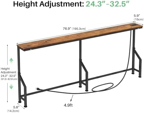 Kitstorack 76.9" Narrow Console Table with Power Outlet for Living Room