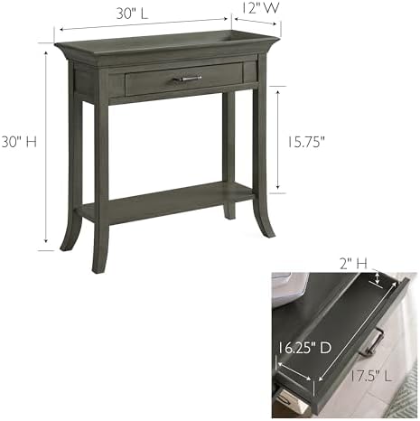 Leick Home Topol Console Table, 30", Smoke Gray