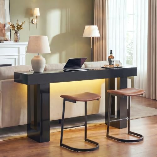 ChooChoo High Gloss 63 Inch Long Console Table with LED Light