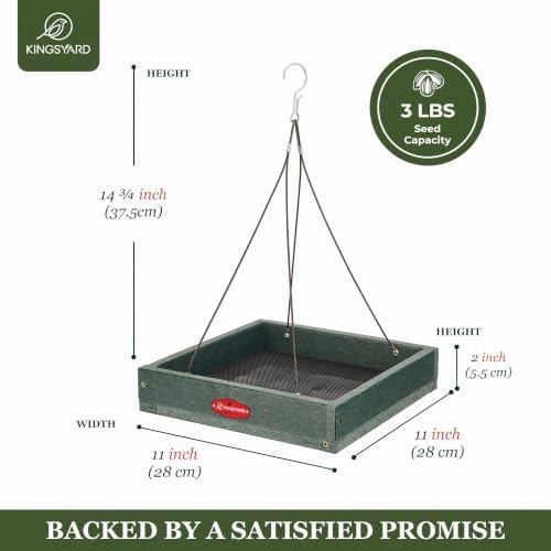 Kingsyard Platform Bird Feeder for Outdoors, Hanging Tray, 2 Pack