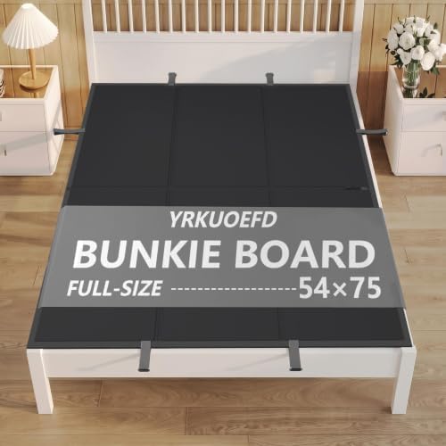 Bunkie Board Full Size 54x75''- Premium 10mm Heavy Duty Low Profile Bed Board for Under Mattress, Breathable & Moisture Resistant,Noise Minimizing, Fits Metal FramesPlatform Beds (Black)
