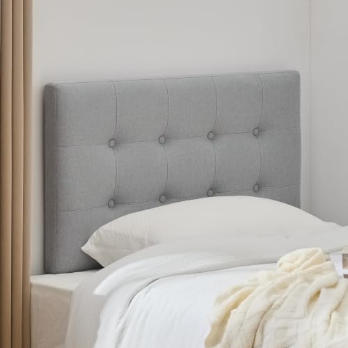 Linen Tufted Headboard Twin Size, Solid Wood Twin Headboard Only, Grey