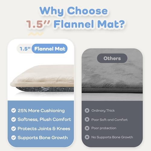 1.5" Thick Baby Play Mat for Floor 59x79 Soft Foam Play Mats, Beige