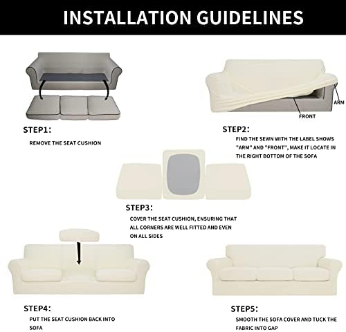 Easy-Going 4 Pieces Stretch Sofa Cover for 3 Cushion Couch Washable