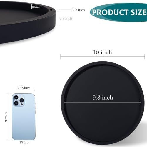 Silicone Bathroom Tray Coffee Table Decor Perfume Organizer, 10" Black