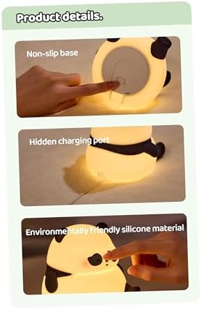 Cute Panda Lamp, Squishy Sleepy Panda Night Light Novelty Animal Lamp, 3 Level Dimmable Nursery Nightlight with Timer, Silicone Touch Night Light Fun Gifts for Kids Boys Girls