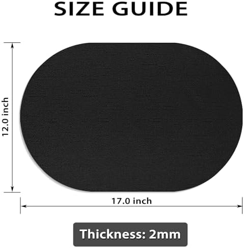 Faux Leather Oval Placemats Set of 6, Black