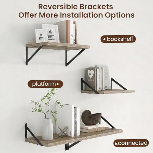 Axeman Deep Floating Shelves, 18'' x 12'' Grey Wall Shelves Set of 2