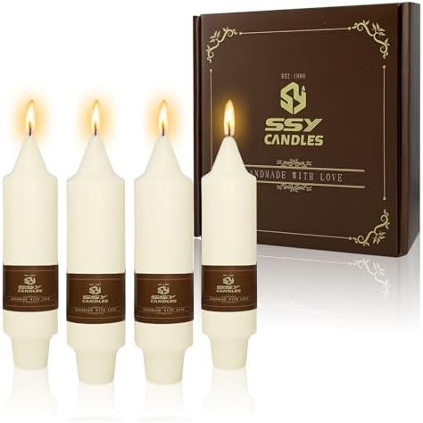 NJAO HOO Ivory Short Taper Candle 5 Inch Candlesticks Unscented Dripless Tapered Candle Set for Home Decor Wedding Party Dinner Candles, 4 Pack