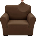 ZNSAYOTX 1 Piece Jacquard Chair Slipcovers for Living Room High Stretch Chair Covers with Arms Anti Slip Pets Friendly Couch Sofa Armchair Cover Furniture Protector (Small, New Pattern Coffee)
