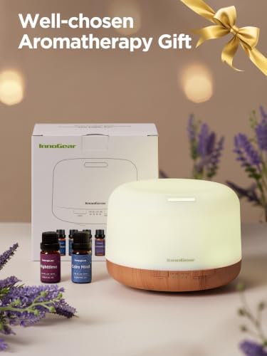InnoGear 500ml Aromatherapy Diffuser for Home 6 Essential Oils Gift Set