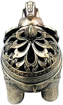 Hourwof Metal Elephant Incense Holder,Vintage Cone Coil Incense Burner with Lid,Ash Catcher,Aromatherapy Ornament Home Office Decor,Bronze