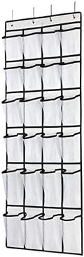 Over the Door Shoe Organizer, Hanging Shoe Organizer with 24 Mesh Large Pockets Door Shoe Rack Organizer for Men Women Kids Hanging Shoe Storage Bag.(White)