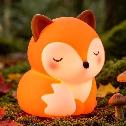 YISUN Fox Silicone LED Night Light, 3 Level Dimmable Kids Room Nursery Lamp