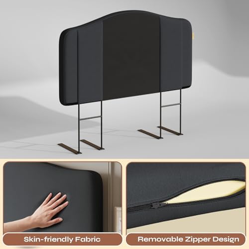 Pinmoco Twin Upholstered Headboard, Height Adjustable Velvet, Dark Grey