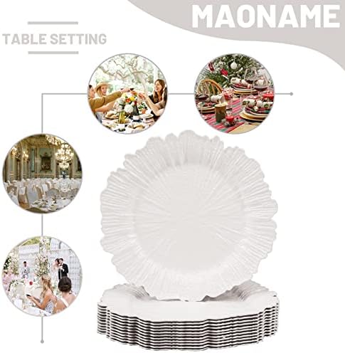 MAONAME White Charger Plates Set of 12, Reef Chargers for Dinner Plates