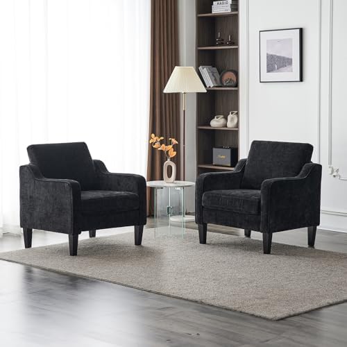 VINGLI Accent Chairs Set of 2, Chenille Upholstered Armchair Living Room