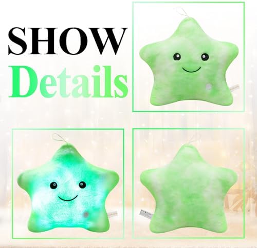 Creative LED Night Light Up Glowing Star Pillow for Kid Pillows Decor Boys Girl's Stuffed Animals Childrens Christmas Holiday Birthday Gifts,Twinkle Star Soft Plush Toys Cushion Throw Pillows