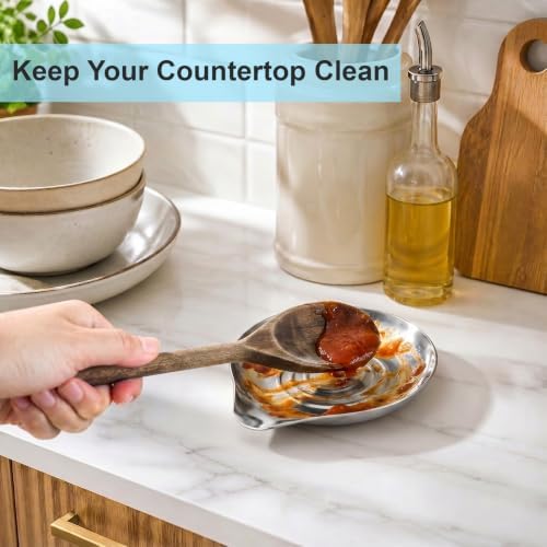 VanlonPro Kitchen Stainless Steel Spoon Rest for Multiple Utensils, Silver