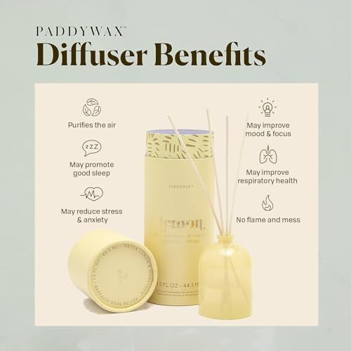 Paddywax Petite Reed Diffuser Set, Meyer Lemon, Yellow, 1.5 oz