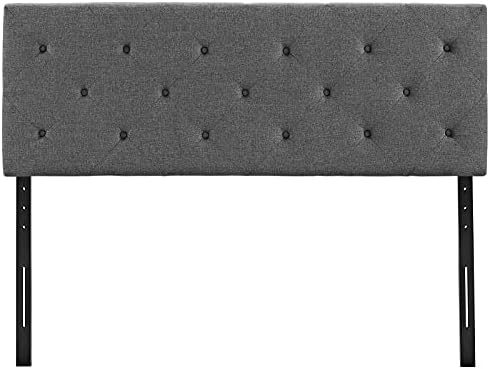 Modway Terisa Tufted Button Diamond Pattern Linen Fabric Upholstered King Headboard in Gray