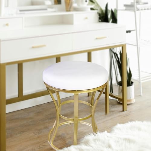 Vanity Chair, Small Velvet Vanity Stool & Ottoman Bench for Bathroom, Dorm