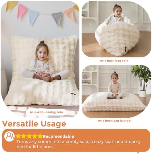 MAXYOYO 3 in 1 Kids Bean Bag Chair, Comfy Floor Sofa with Removed Cover