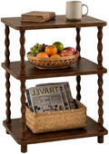 Narrow Side Table, 3-Tier End Table with Storage for Small Spaces
