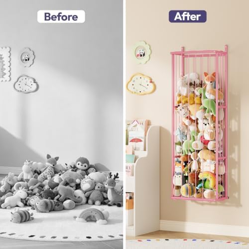 Stuffed Animal Storage, Wall & Door Mounted Plush Toy Organizer